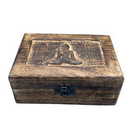 Stredná Drevená Spomienková Krabička 15x10x6cm -  Budha