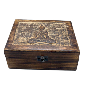 Veľká Drevená Spomienková Krabička 20x15x7.5cm -  Budha
