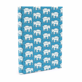 Bavlnené Zápisníky  20x15cm - 96 Strán - Slony - Modrozelený