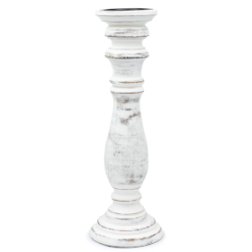 Klasický Stojan na Sviečku - Biela Vymývaná - 37x10cm - Veľký
