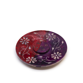 4x Stojan na Vonné Tyčinky Disk 8 cm – Kvetinový (stojan na 5 tyčiniek)