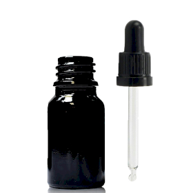 255x 5ml Čierna Sklenená Fľaška s Kvapkadlom s Čiernou T/E Pipetou