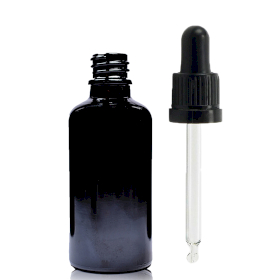 110x 30ml Čierna Sklenená Fľaška s Kvapkadlom s Čiernou T/E Pipetou