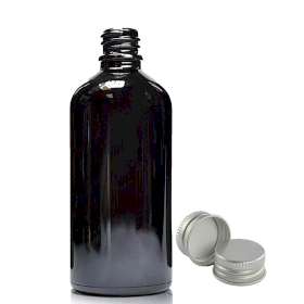 70x 100ml Čierna Sklenená Fľaška s Hliníkovým Uzáverom