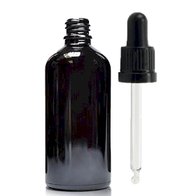 70x 100ml Čierna Sklenená Fľaška s Kvapkadlom s Čiernou T/E Pipetou