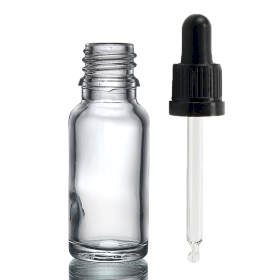 156x 15ml Číra Sklenená Fľaška s Kvapkadlom s Čiernou T/E Pipetou
