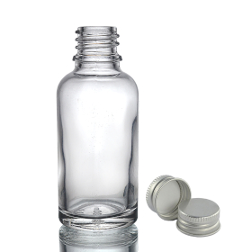 110x 30ml Číra Sklenená Fľaška s Hliníkovým Uzáverom