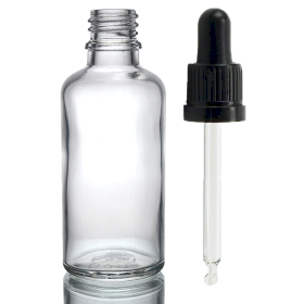 168x 100ml Číra Sklenená Fľaška s Kvapkadlom s Čiernou T/E Pipetou