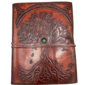 Kožený Zápisník Veľký Strom Života – Kamenná Dekorácia – 20x16x2cm – 160 strán
