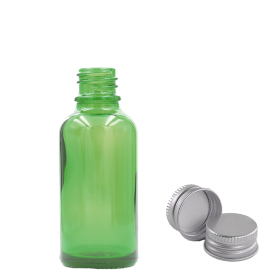 156x 15ml Zelená Sklenená Fľaška s Hliníkovým Uzáverom