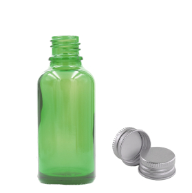 110x 30ml Zelená Sklenená Fľaška s Hliníkovým Uzáverom