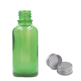 88x 50ml Zelená Sklenená Fľaška s Hliníkovým Uzáverom
