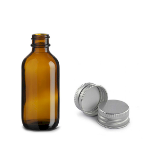 80x 60 ml Fľaša Boston z Jantárového Skla s Hliníkovým Uzáverom