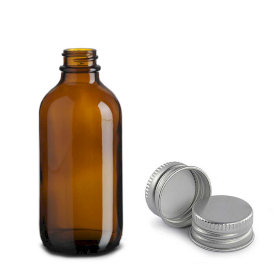64x 120 ml Fľaša Boston z Jantárového Skla s Hliníkovým Uzáverom