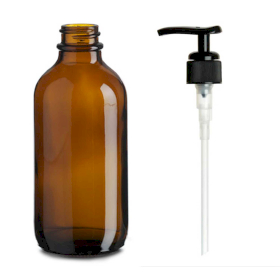 30x 500 ml Fľaša Boston z Jantárového Skla s Čiernym Plastovým Uzáverom s Pumpičkou