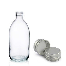 42x 150ml Lieková Fľaška z Číreho Skla s Hliníkovým Uzáverom