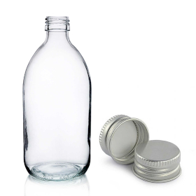 30x 500ml Lieková Fľaška z Číreho Skla s Hliníkovým Uzáverom