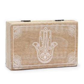Veľká Obdĺžniková Krabička 21.5x14x6.3cm - Hamsa Biela Vymývaná