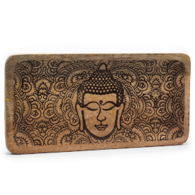 Dlhá Tácka 30x15x2.5cm - Tvár Budhu Čierne Gravírovanie