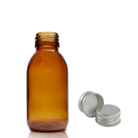 70x 100ml Jantárová Sklenená Fľaša s  Hliníkovým Uzáverom