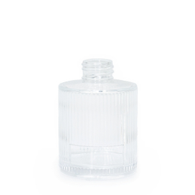 6x 150ml Vrúbkovaná Okrúhla Fľaštička na Difúzor (28 mm hrdlo) - Priehľadná