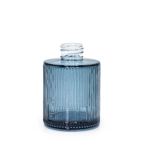 6x 150ml Vrúbkovaná Okrúhla Fľaštička na Difúzor (28 mm hrdlo) - Dymová Modrá