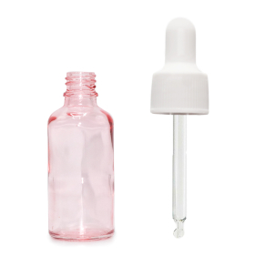 160x 10ml Ružová Sklenená Fľaška  s Bielou Pipetou