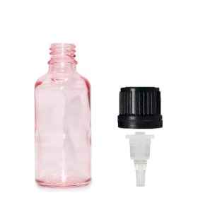 330x 30ml Ružová Sklenená Fľaška  s Kvapkadlom