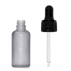 160x 10ml Fľaška z Matného Šedého Skla s Čiernou Pipetou