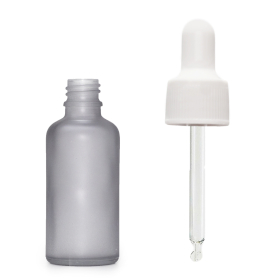 160x 10ml Fľaška z Matného Šedého Skla  s Bielou Pipetou