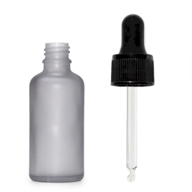 330x 30ml Fľaška z Matného Šedého Skla s Čiernou Pipetou
