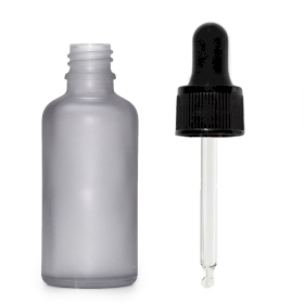 264x 50ml Fľaška z Matného Šedého Skla s Čiernou Pipetou