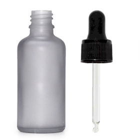 168x 100ml Fľaška z Matného Šedého Skla s Čiernou Pipetou