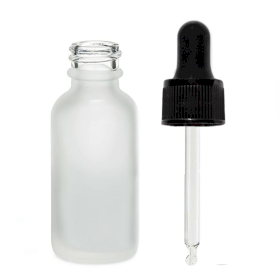 264x 50ml  Fľaška z Matného Bieleho Skla s Čiernou Pipetou