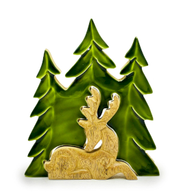Stratený v Lese -  Drevená 3D Dekorácia Jeleň v Lese - 23x20cm
