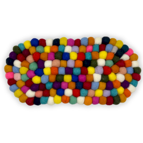Oválne Podložky pod Poháre z Plstených Guľôčok - 38x18cm  Viacfarebné