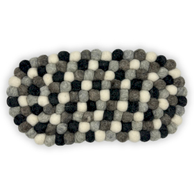 Oválne Podložky pod Poháre z Plstených Guľôčok - 38x18cm Viacfarebné Sivá Farba