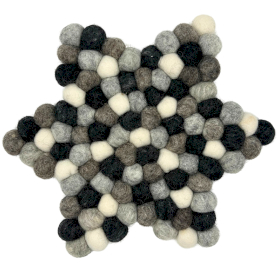 Hviezdicové Podložky pod Poháre z Plstených Guľôčok - 38x18cm Viacfarebné Sivá Farba