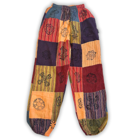 Nomad Sari - Nohavice s Hubovým Vzorom - Bloková Potlač - Oranžové Tóny (105x127cm) S/M