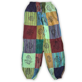 Nomad Sari - Nohavice s Hubovým Vzorom - Bloková Potlač - Zelené Tóny (110x120cm) L/XL