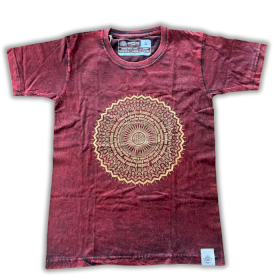 Malé Stone Wash Tričko - Mandala - Gaštanovo Hnedé