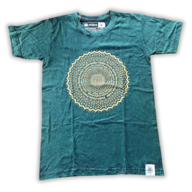 Malé Stone Wash Tričko - Mandala - Zelené