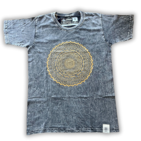 Malé Stone Wash Tričko - Mandala - Tmavo Šedé