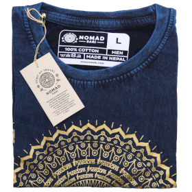 Veľké Stone Wash Tričko - Mandala - Modré