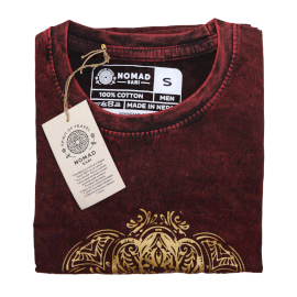 Malé Stone Wash Tričko - Hamsa - Gaštanovo Hnedé