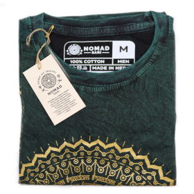 Stone Wash Tričko (M) - Mandala - Zelené