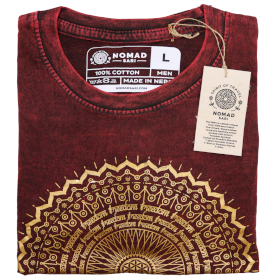 Stone Wash Tričko (L) - Mandala - Gaštanovo Hnedé