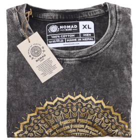 Stone Wash Tričko (XL) - Mandala - Tmavo Šedé