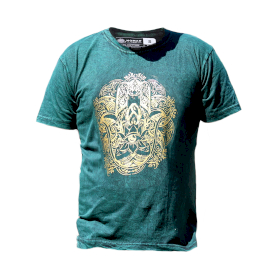 Stone Wash Tričko (M) - Hamsa - Zelené