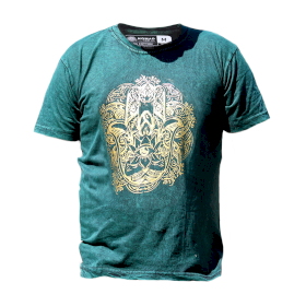 Stone Wash Tričko (S) - Hamsa - Zelené